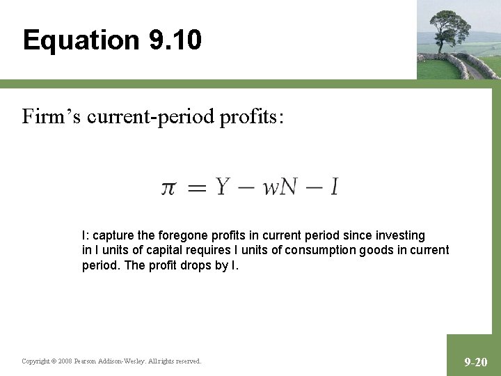 Equation 9. 10 Firm’s current-period profits: I: capture the foregone profits in current period