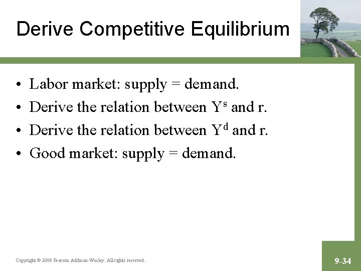 Derive Competitive Equilibrium • • Labor market: supply = demand. Derive the relation between