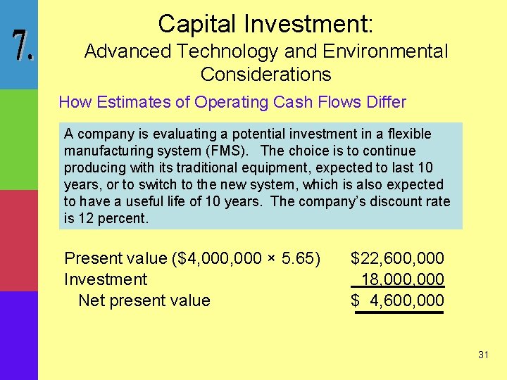 Capital Investment: Advanced Technology and Environmental Considerations How Estimates of Operating Cash Flows Differ