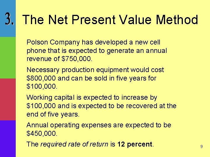 The Net Present Value Method Polson Company has developed a new cell phone that