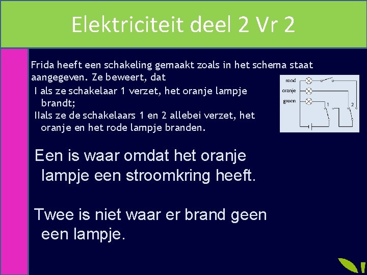 Elektriciteit deel 2 Vr 2 Frida heeft een schakeling gemaakt zoals in het schema