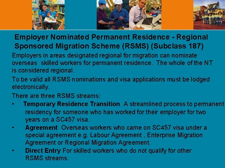 Employer Nominated Permanent Residence - Regional Sponsored Migration Scheme (RSMS) (Subclass 187) Employers in