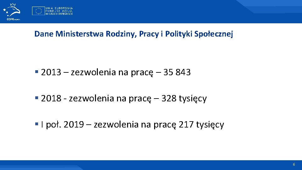 Dane Ministerstwa Rodziny, Pracy i Polityki Społecznej § 2013 – zezwolenia na pracę –