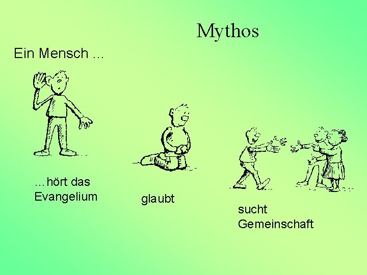 Mythos Ein Mensch … …hört das Evangelium glaubt sucht Gemeinschaft 