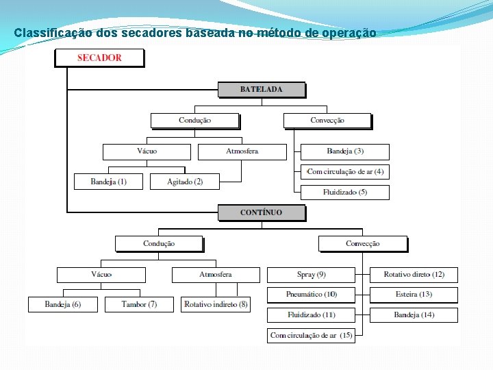 Classificação dos secadores baseada no método de operação 