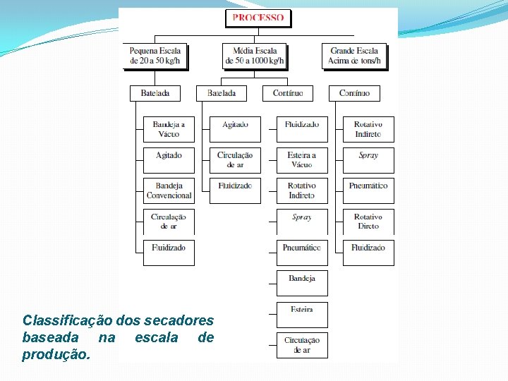 Classificação dos secadores baseada na escala de produção. 