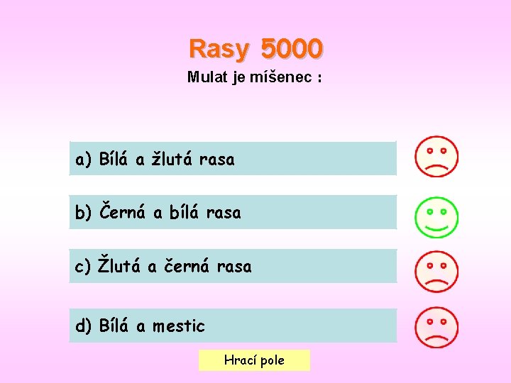 Rasy 5000 Mulat je míšenec : a) Bílá a žlutá rasa b) Černá a