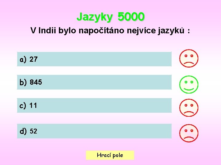 Jazyky 5000 V Indii bylo napočítáno nejvíce jazyků : a) 27 b) 845 c)