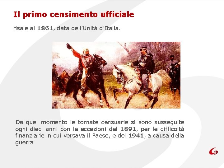 Il primo censimento ufficiale risale al 1861, data dell’Unità d’Italia. Da quel momento le