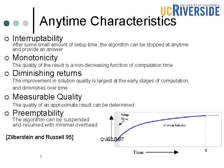 Anytime Characteristics ¢ Interruptability ¢ Monotonicity After some small amount of setup time, the Anytime Characteristics ¢ Interruptability ¢ Monotonicity After some small amount of setup time, the