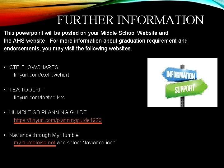 FURTHER INFORMATION This powerpoint will be posted on your Middle School Website and the