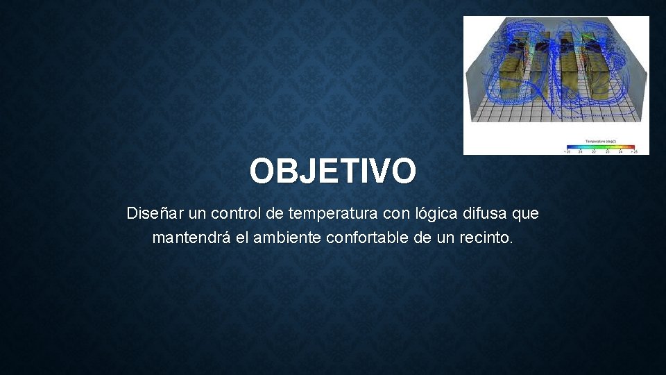 OBJETIVO Diseñar un control de temperatura con lógica difusa que mantendrá el ambiente confortable