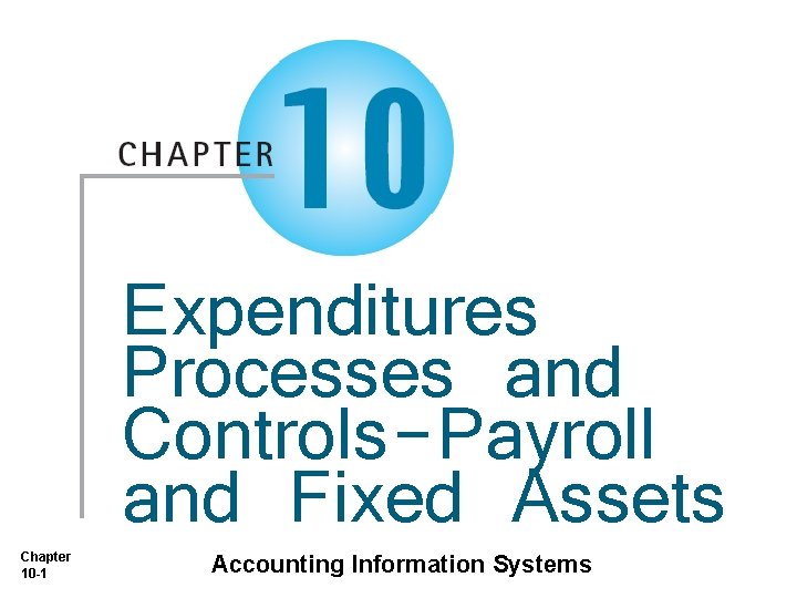 Chapter 10 -1 Expenditures Processes and Controls-Payroll and Fixed Assets Accounting Information Systems 