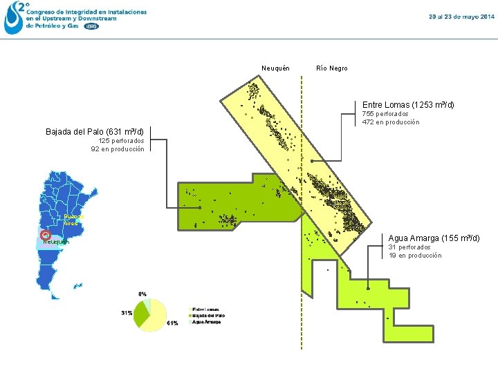 Neuquén Río Negro Entre Lomas (1253 m 3/d) 755 perforados 472 en producción Bajada