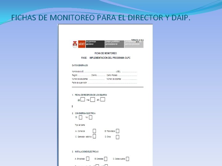 FICHAS DE MONITOREO PARA EL DIRECTOR Y DAIP. 