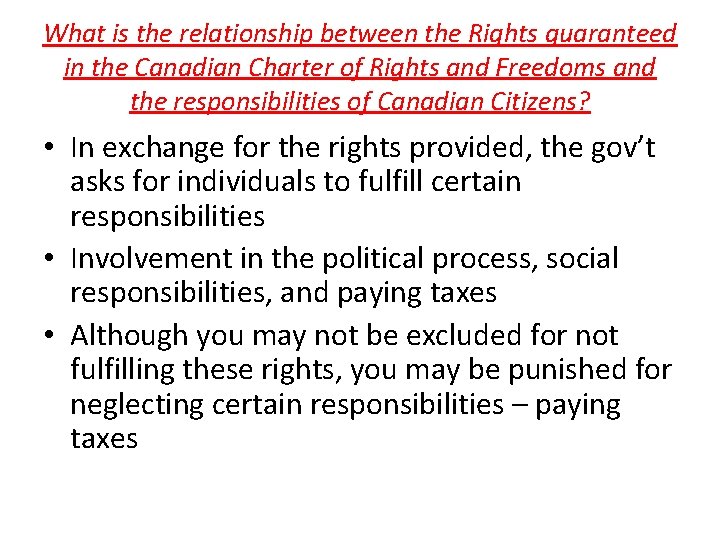 What is the relationship between the Rights guaranteed in the Canadian Charter of Rights