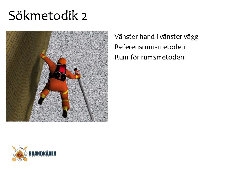 Sökmetodik 2 Vänster hand i vänster vägg Referensrumsmetoden Rum för rumsmetoden 