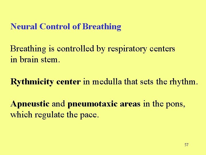 Neural Control of Breathing is controlled by respiratory centers in brain stem. Rythmicity center