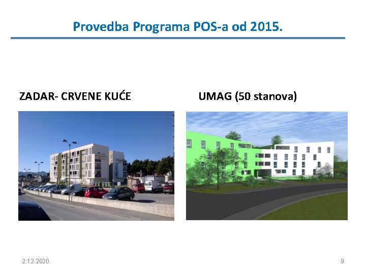 Provedba Programa POS-a od 2015. ZADAR- CRVENE KUĆE 2. 12. 2020. UMAG (50 stanova)