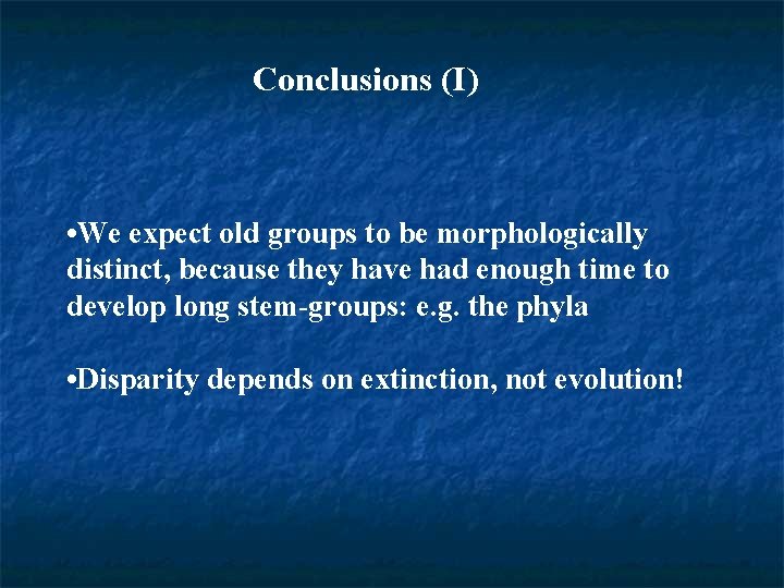 Conclusions (I) • We expect old groups to be morphologically distinct, because they have