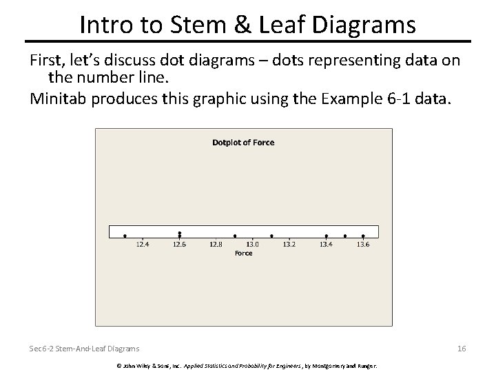 Intro to Stem & Leaf Diagrams First, let’s discuss dot diagrams – dots representing