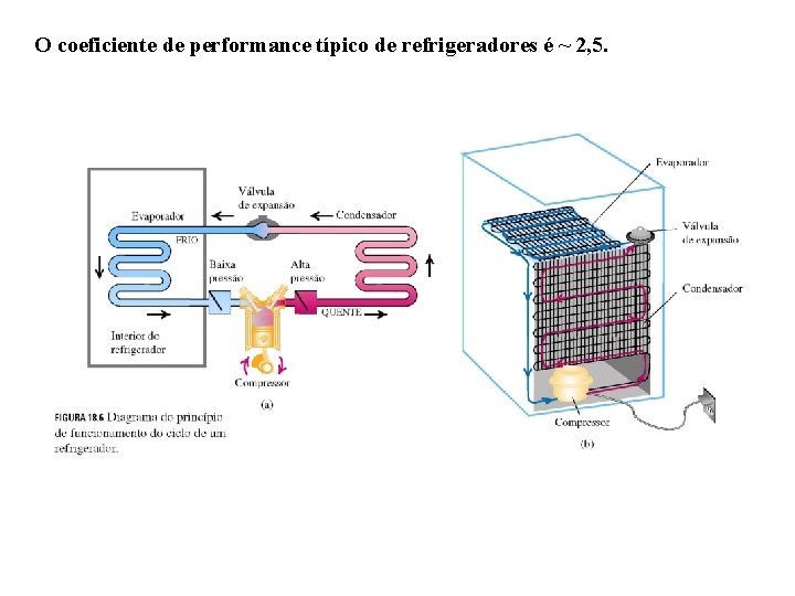 O coeficiente de performance típico de refrigeradores é ~ 2, 5. 