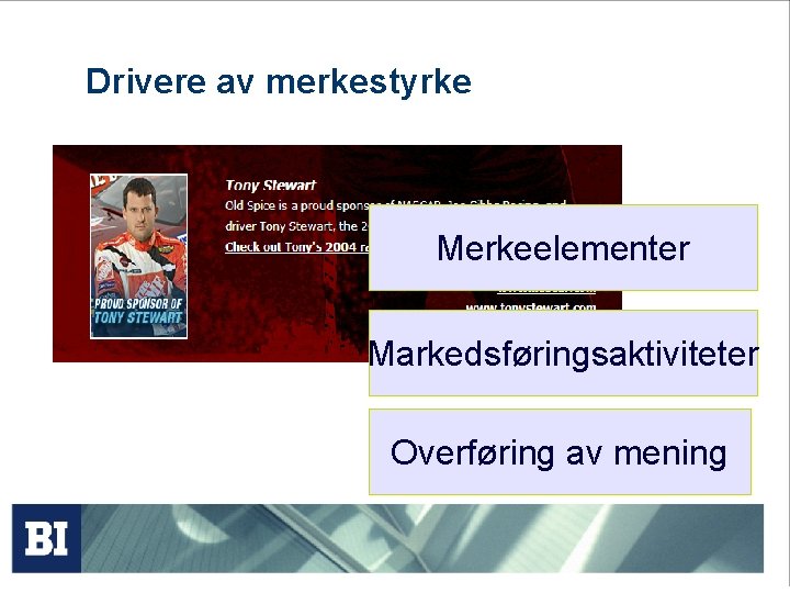 Drivere av merkestyrke Merkeelementer Markedsføringsaktiviteter Overføring av mening 