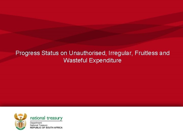 Progress Status on Unauthorised, Irregular, Fruitless and Wasteful Expenditure 