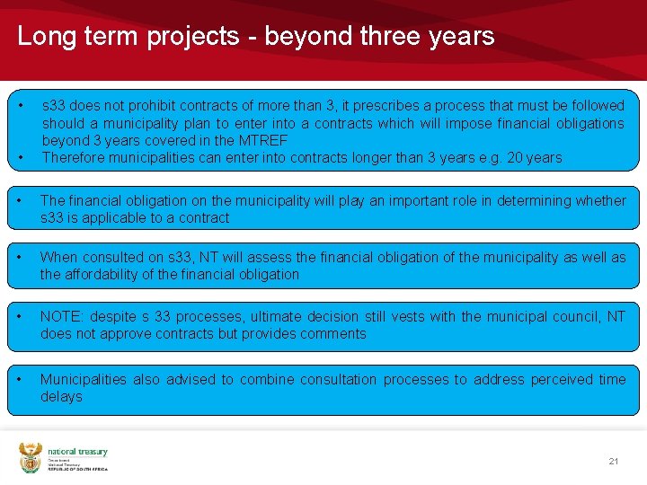 Long term projects - beyond three years • • s 33 does not prohibit