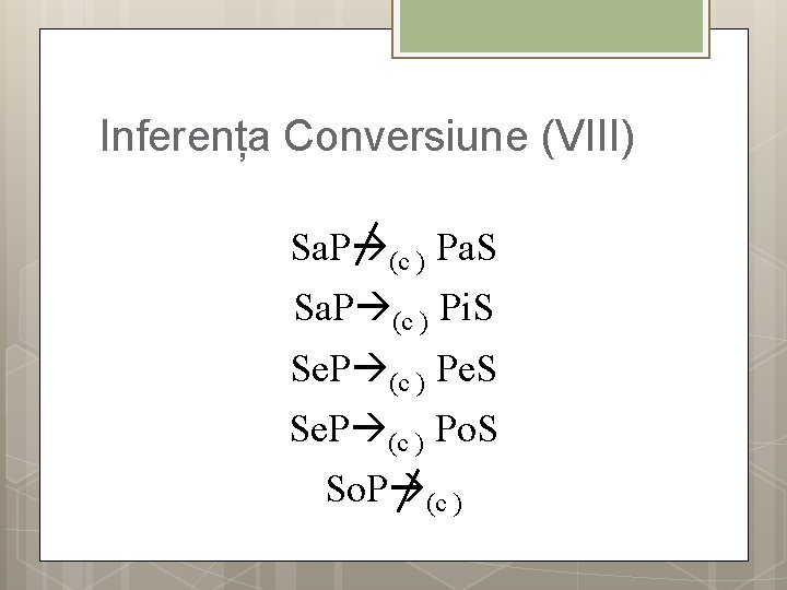 Inferența Conversiune (VIII) Sa. P (c ) Pa. S Sa. P (c ) Pi.