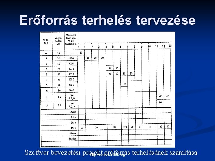 Erőforrás terhelés tervezése Szoftver bevezetési projekt erőforrás terhelésének számítása http: //szatyika. 99 k. org