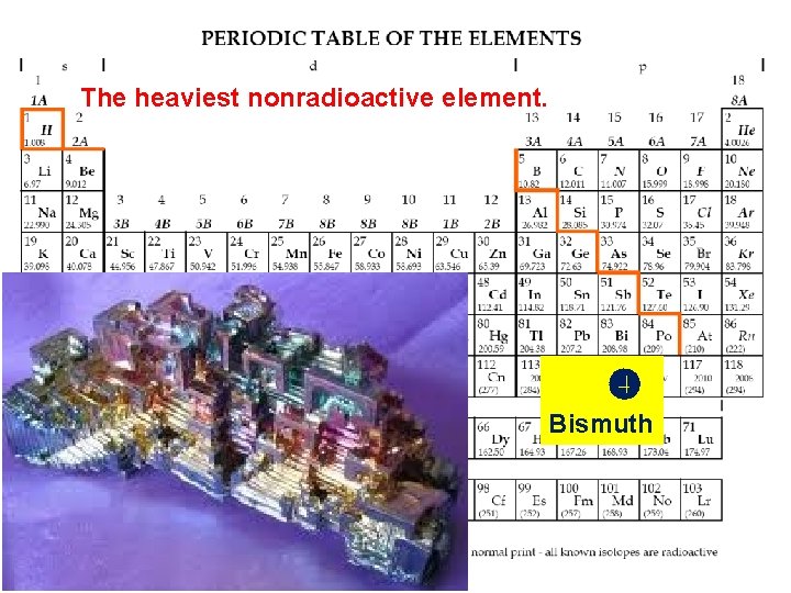 The heaviest nonradioactive element. Bismuth 