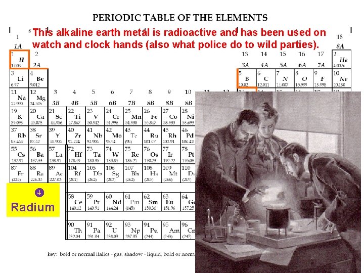 This alkaline earth metal is radioactive and has been used on watch and clock