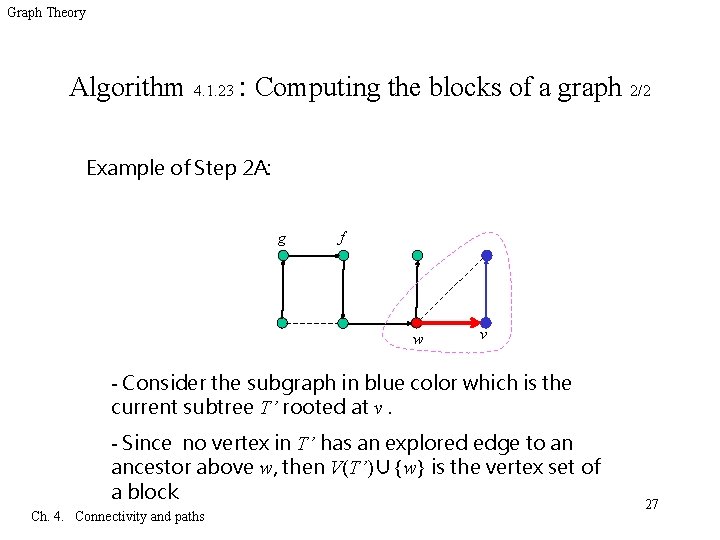 Graph Theory Algorithm 4. 1. 23 : Computing the blocks of a graph 2/2