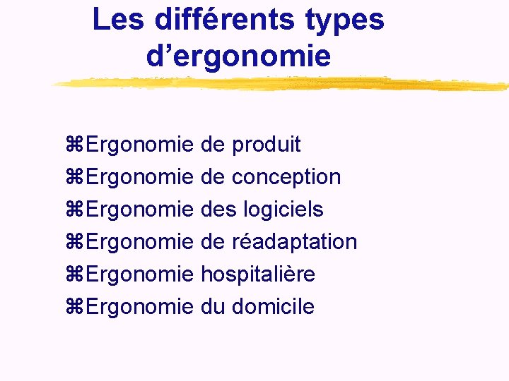 Les différents types d’ergonomie z. Ergonomie de produit z. Ergonomie de conception z. Ergonomie