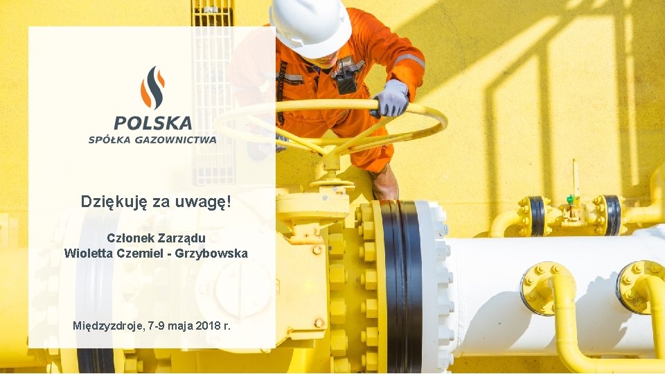 Dziękuję za uwagę! Członek Zarządu Wioletta Czemiel - Grzybowska Międzyzdroje, 7 -9 maja 2018