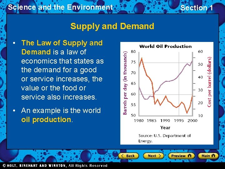Science and the Environment Supply and Demand • The Law of Supply and Demand Science and the Environment Supply and Demand • The Law of Supply and Demand