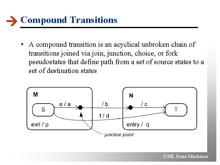  Compound Transitions § A compound transition is an acyclical unbroken chain of transitions