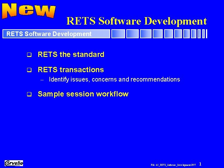 RETS Software Development q RETS the standard q RETS transactions – Identify issues, concerns