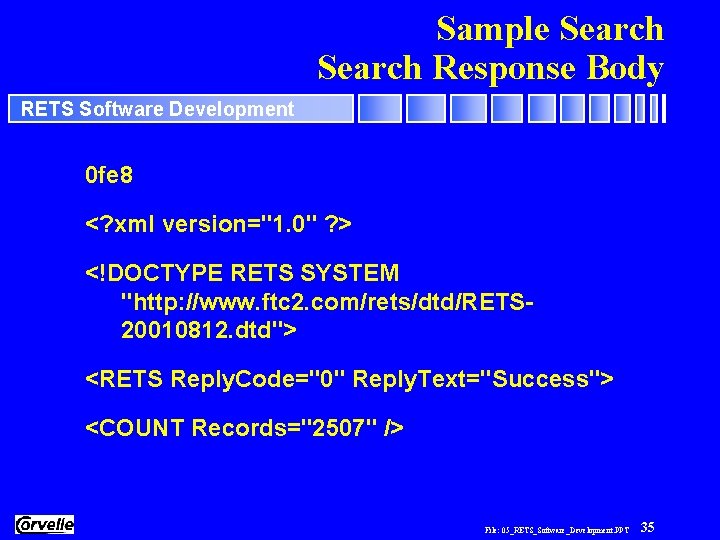 Sample Search Response Body RETS Software Development 0 fe 8 <? xml version="1. 0"