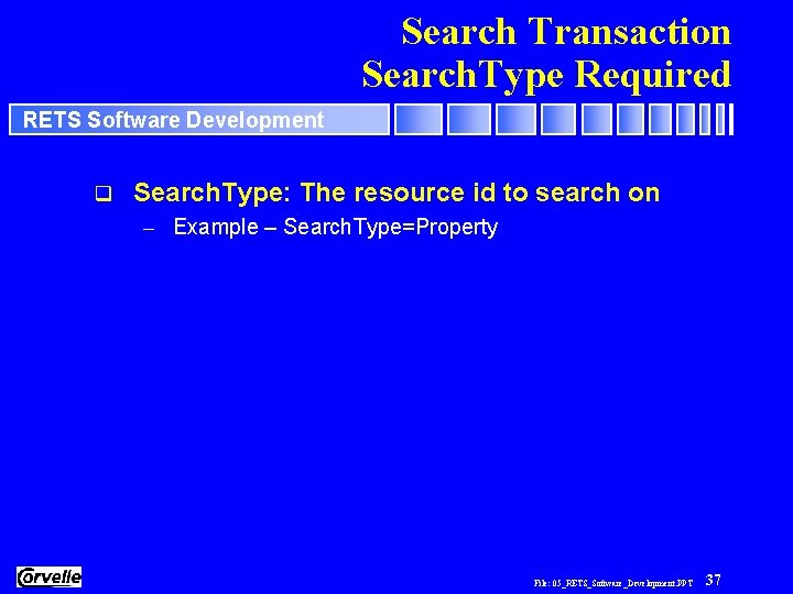 Search Transaction Search. Type Required RETS Software Development q Search. Type: The resource id