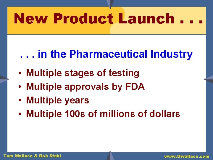 New Product Launch. . . in the Pharmaceutical Industry • • Multiple stages of