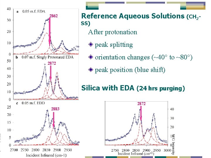 2862 Reference Aqueous Solutions SS) (CH 2 - After protonation peak splitting orientation changes 2862 Reference Aqueous Solutions SS) (CH 2 - After protonation peak splitting orientation changes