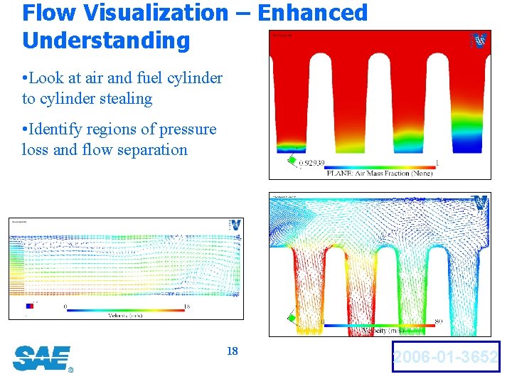 Flow Visualization – Enhanced Understanding • Look at air and fuel cylinder to cylinder