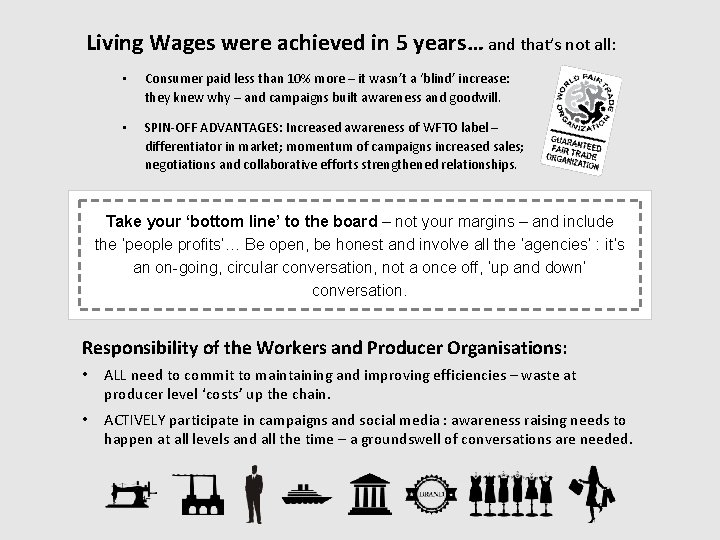 Living Wages were achieved in 5 years… and that’s not all: • Consumer paid