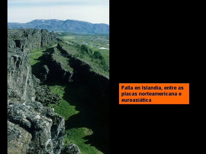 Falla en Islandia, entre as placas norteamericana e euroasiática 