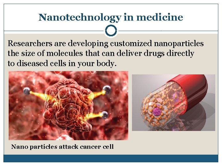 Nanotechnology in medicine Researchers are developing customized nanoparticles the size of molecules that can