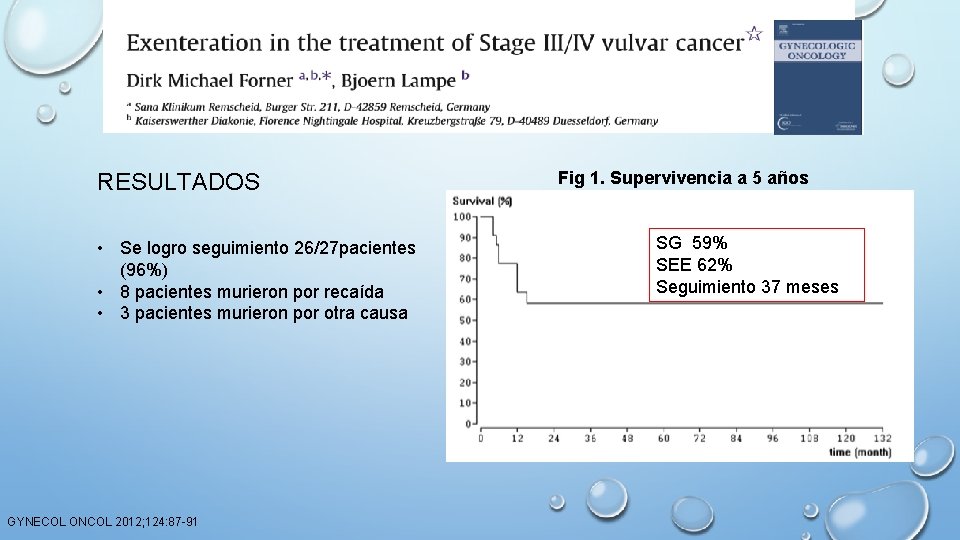RESULTADOS • Se logro seguimiento 26/27 pacientes (96%) • 8 pacientes murieron por recaída