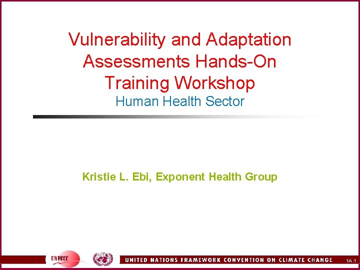 Vulnerability and Adaptation Assessments Hands-On Training Workshop Human Health Sector Kristie L. Ebi, Exponent