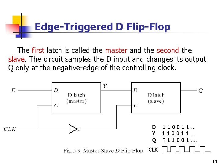 Edge-Triggered D Flip-Flop The first latch is called the master and the second the